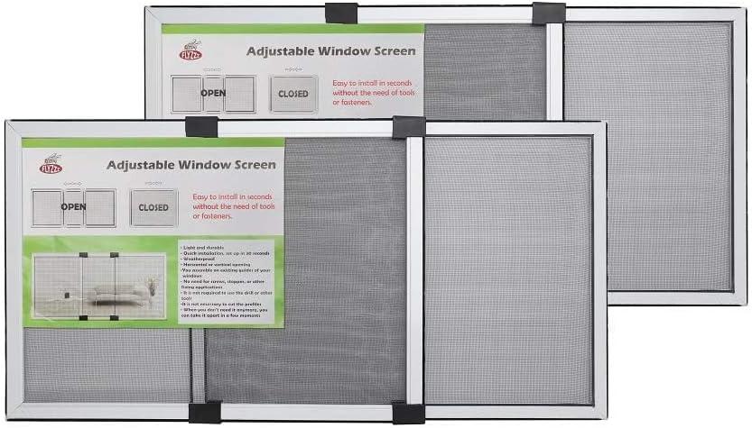 FLYZZZ Adjustable Sliding Window Screen Horizontal (15.74 ''H x 21-40''W) 2 Packs Expandable Window Screen Replacement for Home Medium