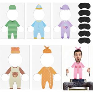 6 Set Baby Shower Games Party Favors, Gender Reveal Games Feed Me with 6 Pcs Kt Boards and 6 Pcs Eye Patches for Funny Baby Shower Party Activities Supplies(Gender-Neutral,Multicolor)
