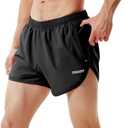 TENJOY Men's Running Shorts Gym Athletic Workout Shorts for Men 3 inch Sports Shorts with Zipper Pocket (Large, Black)