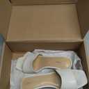 PIZZ ANNU Women's Square Open Toe Heels Sandals Low Block Chunky Heeled Sandal Slip on Mules Comfortable Casual Dress Pumps Shoes (9, Off-White)