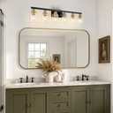 6-Light Vanity Lights Bathroom Light Fixtures, Black and Gold,37"
