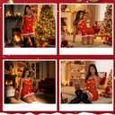 Women's Valentine's Day Lingerie, Red Lace Mesh Bodysuit Sexy Santa Lingerie (Red)