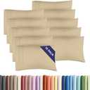 Standard Pillow Cases Set of 10 - Ultra Soft Hotel Quality Pillowcase Covers - Comfy, Cozy & Wrinkle Free - Shrink, Stain and Fade Resistant - Machine Washable Pillow Protectors - 10 Pcs Set - Beige