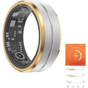 Fitness Tracker Smart Ring,Step Counter,Heart Rate Blood Oxygen Sleep Tracker Health Ring, 6ATM Waterproof Long Battery Life Smart Rings Compatible with iOS & Android Silver US8-3