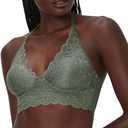 Maidenform Wireless Bralette, Pure Comfort Lace Longline, Convertible Bra for Women, Pewter Green (36D)