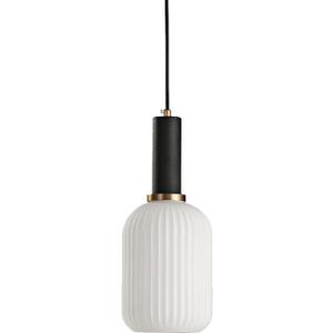Modern Pendant Lights, Black Lamp Holder Pendant Light Socket White Glass Pendant Lamp Shade,LED Hanging Light (Black, Small)