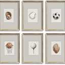 6Pcs Vintage Children's Sports Wall Art Kids Striped Wall Decor Football Baseball Basketball Soccer Golf Baseball Glove Poster Prints Pictures for Boys Room Nursery Home Decoration 8x10in Unframed