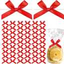 Taiyin 200 Pcs Twist Tie Bows 2.6'' mini Satin Ribbon Bows for Treat Bags Crafts, Gift Wrapping, Candy Bags, Christmas, DIY, Wedding, Party Present Decoration (Red)