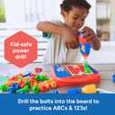 Educational Insights Design & Drill ABCs & 123s - Building Construction Toys for Toddlers, Kids Tool Set with Drill Toy, Preschool Learning Activities, Toddler STEM Toys for 3+ Year Old, Medium, Small