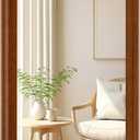 CULER Rustic Wood Wall Mirror for Bathroom,Rectangle 24 x 36 inch Hanging Vanity Mirrors with Wooden Frame for Living Room,Bedroom,Entryway(Walnut Brown)