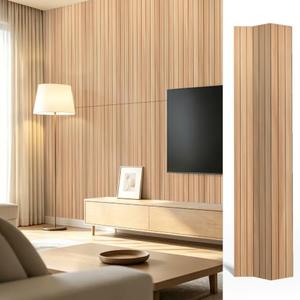Art3dwallpanels 6-Pack Peel and Stick Wood Panels for Wall PVC, Oak | Self-Adhesive Slat Wall Panels, PVC Thick, 48 x 16 in, 3D Wood Grain Wallpaper, for Walls and Ceilings, Packed in Long Boxes