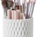 [Upgrade] Rotating Makeup Brush Holder, [Large Capacity] 5 Slot Cosmetics Make up Brush Organizer Storage for Dresser, Countertop, Vanity & Bathroom