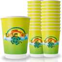 Cheerland St. Patrick's Day Disposable Paper Cups Shamrock Clover Rainbow Tableware for Green Party kids Birthday St Paddy's Day Celebrations Irish Party St Patty Decorations Supplies - Pack of 20
