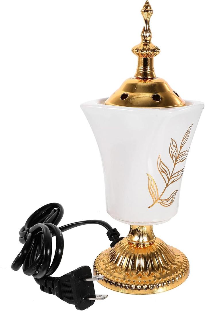 Electric Incense Burner Middle Eastern Style Desktop Censer for Yoga Spa Aromatherapy with Us Plug Portable Burner for Home Office Relaxation and Air Purification 7.87X2.75X2.75In