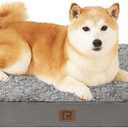 EHEYCIGA Orthopedic Dog Beds for Large Dogs with Removable Washable Cover, Light Grey, 36x49