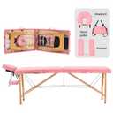 YOUNIKE Massage Table Portable Lightweight 2 Folding Adjustable Lash Facial Tattoo Bed Professional Spa Physical Therapy Home Salon Wooden Frame Pink with Accessories 84.2'' × 23.6'' × 25.2''-33.7'' Pink 