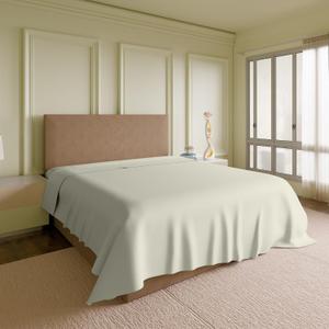 SUPREME ELEGANCE 100% Cotton Queen Flat Sheet Only, Fresh Ivory, Percale Weave, Cooling & Crisp Queen Bed Sheets, Breathable Sbana Plana Queen, Top Sheet Only (92" W x 102" L)