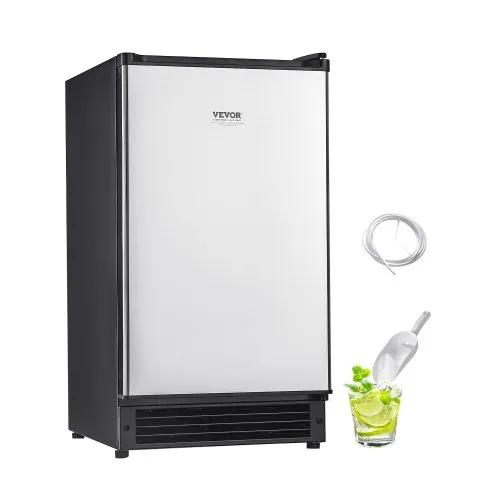 VEVOR Undercounter Built-in Ice Maker, 25 Lbs/Day Under Counter Ice Maker Machine with Reversible Door Stainless Steel, Freestanding Ice Maker for Commercial Home Kitchen, No Drain Required