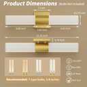 Kalium Bathroom Wall Sconces Set of Two, 21 Inch Modern Vanity Lights with Frosted Glass Shade, Bathrooms Vanity Lighting Fixtures for Mirror Bedroom Living Room Hallway (Gold)