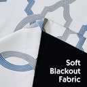 100% Blackout Curtains 54 Inches Long for Bedroom, Blue Grey on White Moroccan Geometric Patterned Window Curtain for Living Room, Farmhouse Thermal Insulated Drapes Grommet Top 2 Panels