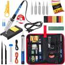 Soldering Iron Kit, 60W Soldering Iron, 5 Soldering Iron Tips, 21-in-1 Adjustable Temperature, Solder Wire, Stand, Desoldering Pump, Soldering Welding Iron Kit for Electronics Hobby DIY 110V US Plug