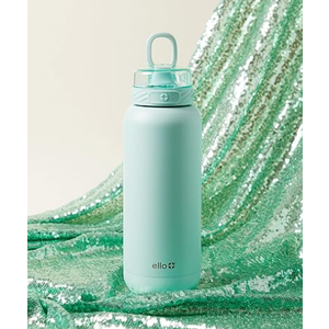 Ello Cooper 32oz Stainless Steel Water Bottle with Straw and Carry Handle, Double Walled and Vacuum Insulated Metal, Leak Proof Locking Lid with Soft Silicone Spout, Reusable, BPA Free, Yucca