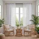 Foil White Sheer Curtains for Living Room 84 Inches Long 2 Panels Set, Modern Silver Printing Shiny Privacy Window Curtains, Light Filtering Sheer White Curtains for Bedroom, 42x84Dt