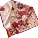 Fashion Female Bandana Scarf, Cute Floral Print with Lace Trim, Skin-Friendly Soft Fabric Accessory (Red)