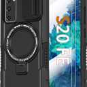 Magnetic Case for Samsung Galaxy S20 FE 5G with Ring Stand [Compatible with MagSafe Wireless Charging] [2X Screen Protector] Military Grade Heavy Duty Shockproof Case with Slide Camera Cover, Black