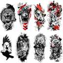 Pack Of 4 Temporary Tattoo Sleeve for Adults, Lion Design, Waterproof Fake Tattoo, Realistic Animal Motif Temporary Stickers