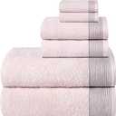 Belizzi Home 100% Cotton Ultra Soft 6 Pack Towel Set, Contains 2 Bath Towels 28x55 inchs, 2 Hand Towels 16x24 inchs & 2 Washcloths 12x12 inchs, Compact Lightweight & Highly Absorbant - Pink