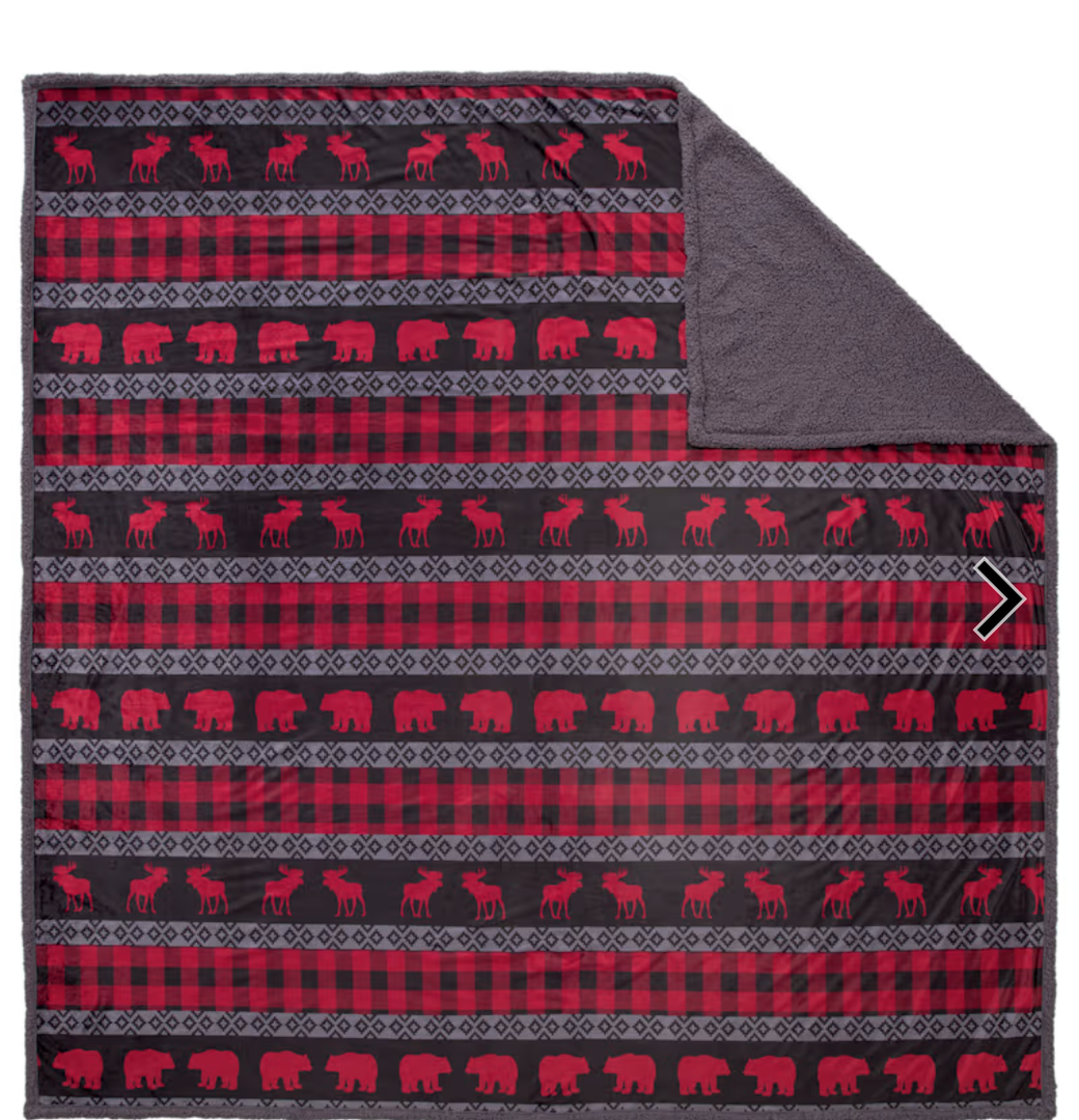 White River Home Giant Berber Throw Blanket - Moose Plaid100% polyester berber fleece throw
A large throw that's ideal for cozying up with loved ones
7.5'L x 7.5'W,- fits a queen bed
Great for on-the-go warmth - packs and carries easily with removabl