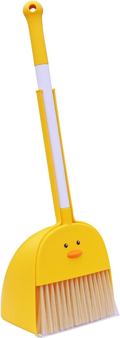 Mini Broom with Dustpan for Kids,Boys Girls Small Cleaning Set, Combo Pretend Play Toys Toddler Little Housekeeping Helper Set-Yellow Duck