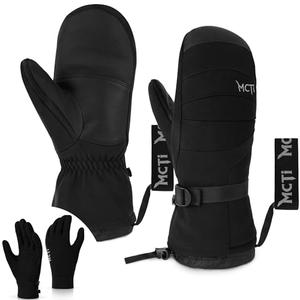 MCTi 2 in 1 Winter Ski Gloves for Men, Waterproof Snowboard Gloves, Thick Ski Mittens & Fleece Glove Liners, 2 Pairs