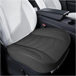 Luxury Faux Leather Car Seat Cover - Anti-Slip Waterproof Drive Seat Cushion Car Front Bottom Seat Cover with Storage Pocket - Universal Full Wrap Seats Protector for Cars SUV Trucks (Black)