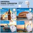 2000W Voltage Converter US to Europe for Hair Dryer, 220V to 110V Converter for European Travel with 3 AC 2 USBC 2 USBA Ports, European Travel Plug Adapter with Type C/G/I/L (White)