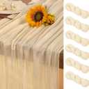 Beige Cheesecloth Table Runner 6 Pack Summer Sheer Cream Cheese Cloth Table Runners 120 Inches Boho Gauze Summer Table Decorations for Wedding Bridal Baby Shower Garden Party Decor