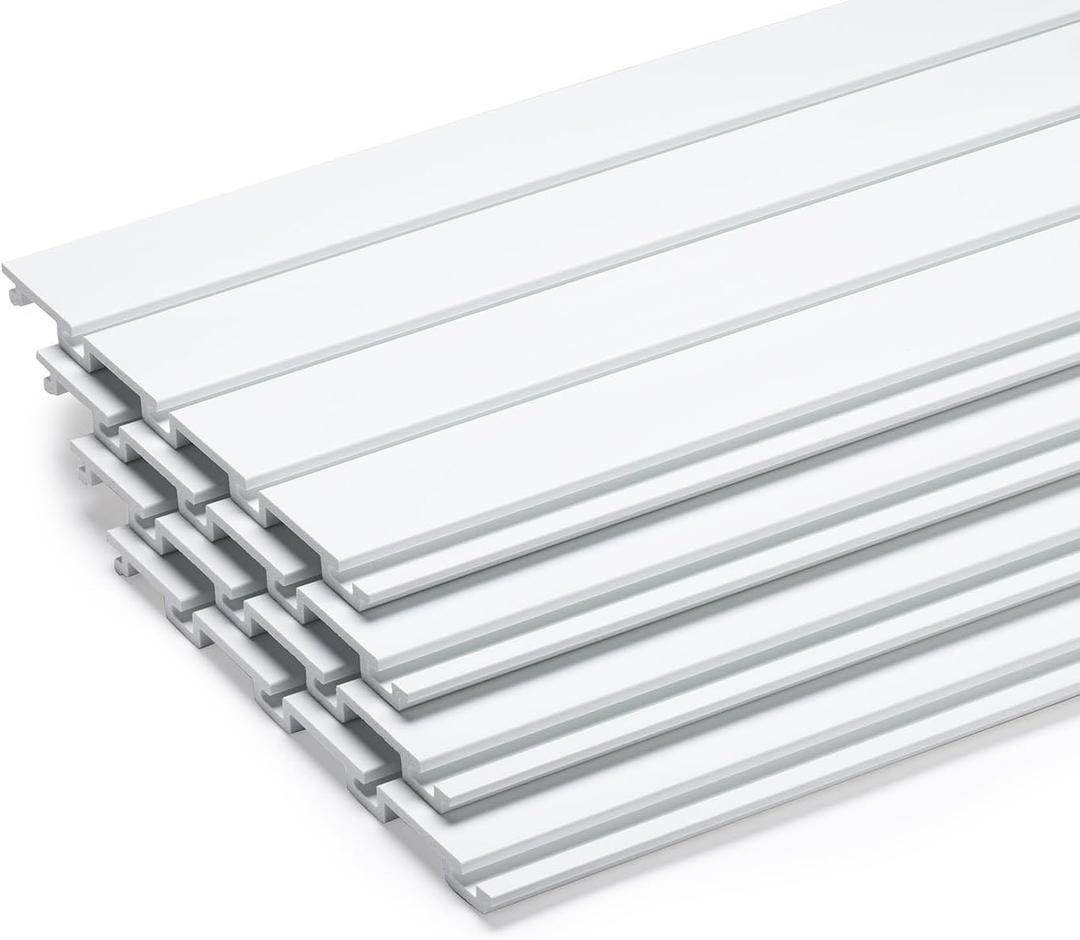 TRINITY 4 Ft x 1 Ft Modular Interlocking Garage Slatwall Panels, White, 4 Pack
