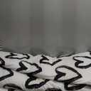 Pureant Love Comforter Set Queen Black and White Comforter Cotton Boho Black Quilts Women Men Heart Shaped Comforters Boys Teens Kawaii Comforter Cute Soft White Bedding Love Heart Queen Size Bedding
