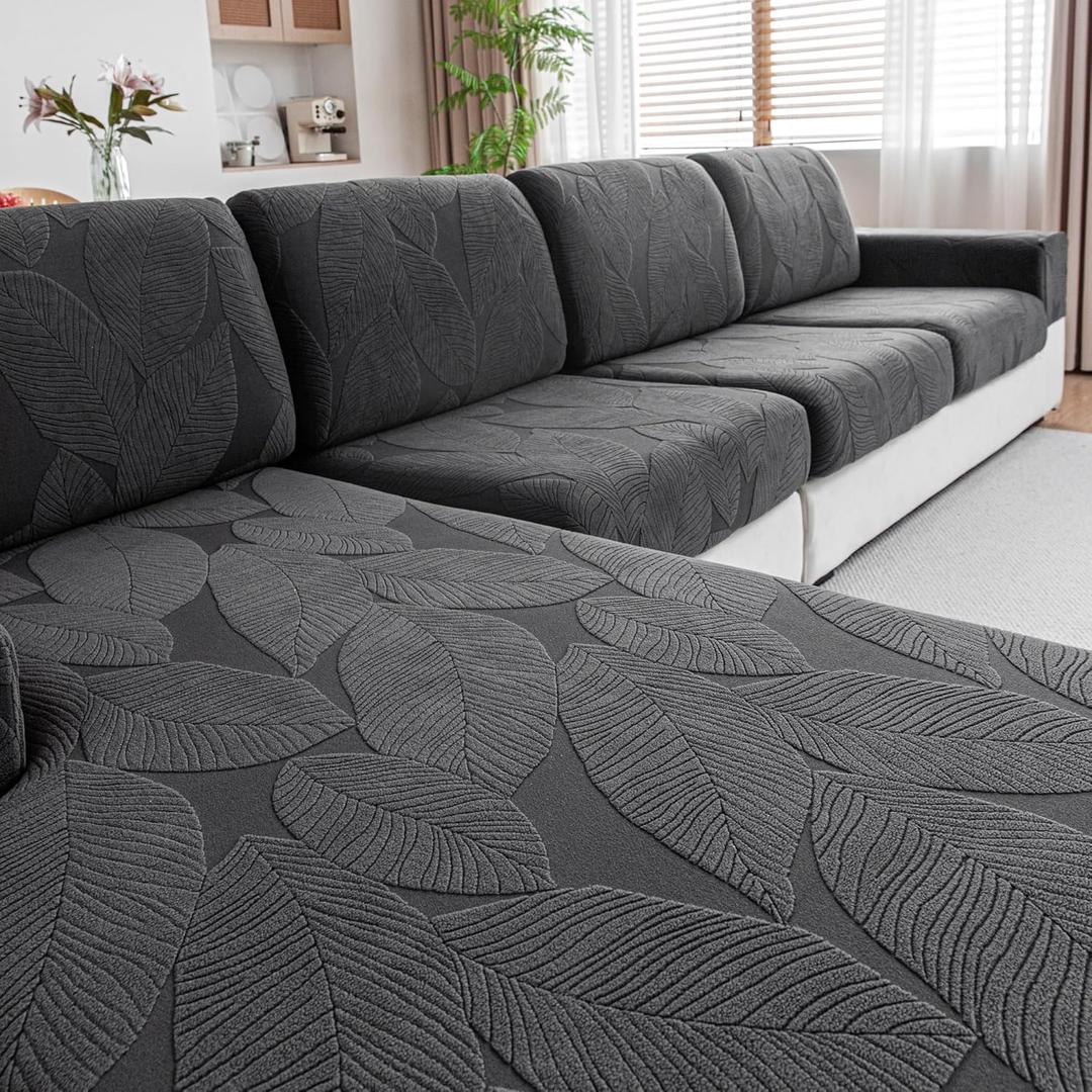 QIANMEW Couch Covers for Sectional Sofa, Washable Stretch Soft Sofa Cushion Covers L Shape Sofa Slipcovers Anti Slip Furniture Decor Protector for Pets (1PC Loveseat Cushion Cover,Dark Gray)