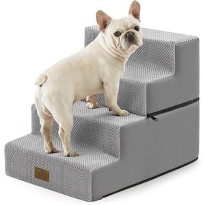 COZY KISS Dog Stairs for Small Dogs, 4 Step Pet Stairs for Beds & Couches