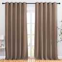 NICETOWN Kitchen Blackout Curtains and Drapes - Triple Weave Energy Saving Thermal Insulated Solid Grommet Blackout Panels for Patio (1 Pair, 66 inches by 90 Inch, Cappuccino)