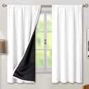 BGment White Blackout Curtains for Bedroom 63 Inch Long - Thermal Insulated Black Out Curtains Room Darkening Soundproof Rod Pocket Window Curtains for Living Room, Each Drape Panel 52 Inch Wide