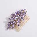 Sparkling Rhinestone Hair Comb Teardrop Rhinestone Wedding Headpiece Handmade Crystal Hair Side Comb Bridal Hair Accessory for Women (light purple)