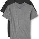 The Children's Place Boys' Basic V Neck T-Shirt 2 Pack (Gray, M)