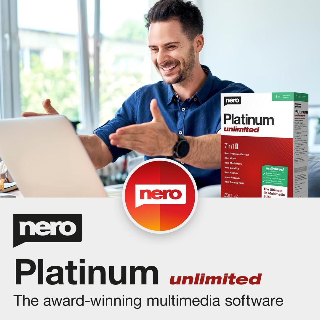 NERO - THE MULTIMEDIA SOFTWARE : Nero Platinum Unlimited | Video Editing | Backup | Manage & Play Media | 8K | Photos | Music | PC Tuning | Windows 11/10/8/7| 1 PC