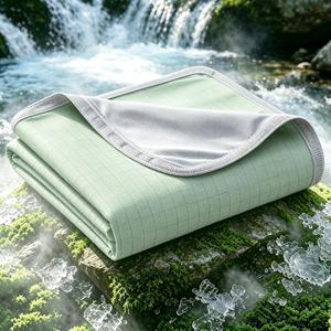 EMME Breathable Cooling Blankets for Hot Sleepers, Summer Blanket Twin/Full Size for Bed, Thin Light Throw Blanket for Couch Sofa, Cold Blankets Night Sweats Green