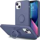 Hython for iPhone 13 Case with Ring Stand [360 Rotatable Ring Holder Magnetic Kickstand] [Soft Microfiber Lining] Slim Shockproof Rubber Protective Phone Case Cover for Women, Lavender Gray