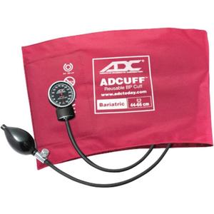 ADC Bariatric-Size Diagnostix 720 Premium Professional Pocket Aneroid Sphygmomanometer with Adcuff Nylon Blood Pressure Cuff, Burgundy; Fits Upper-Arm Circumferences from 44 cm to 66 cm