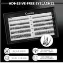 Glue-Free Wispy Lash Clusters Kit, 90 Pcs Individual Eyelash Clusters (8-16mm C Curl)- DIY Lash Extension Kit with eyelashes Tweezers, Natural Fluffy Fake Lashes for Home Use, Beginners Friendly